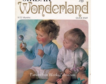 Sirdar Wonderland Baby Cardigans Vintage Crochet Pattern PDF B0146 from WonkyZebra