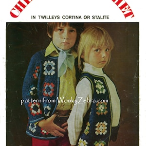 Childs Crochet Jacket Waistcoat PDF Pattern B128 from WonkyZebra