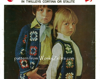 Childs Crochet Jacket Waistcoat PDF Pattern B128 from WonkyZebra