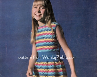 Vintage Crochet girls dress Pattern PDF B094 from WonkyZebraBaby
