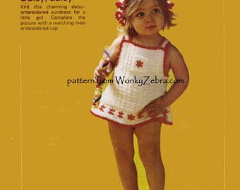 Daisy Dress Vintage Knitted PDF Pattern B041 from WonkyZebraBaby