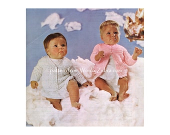 Vintage Two different crocheted baby babies matinee jackets Pattern PDF B047 from WonkyZebra