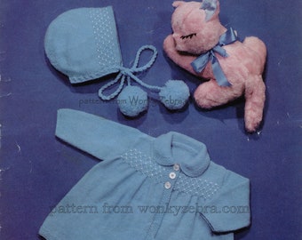 Vintage Knit Pattern B005 PDF Peter Pan Matinee Coat from WonkyZebraBaby