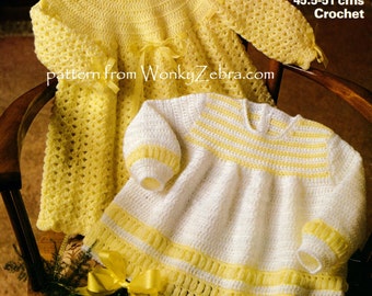Vintage baby Crochet Crocheted Crocheting Pattern for DRESS and angel top PDF B103 from WonkyZebra