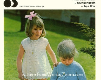 Vintage Crochet Toddler DRESS Pattern PDF B124 from WonkyZebra