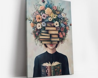 Kobieta czytająca, grafika ścienna, biblioteka, prezenty dla miłośników książek, minimalistyczny wystrój, dekoracja dopaminowa, dekoracja ścienna do sypialni w kąciku czytelniczym