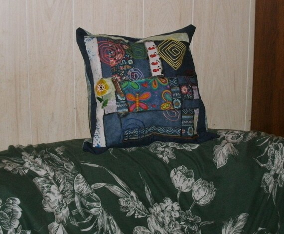 Crazy Quilt Pillow Cover Etsy