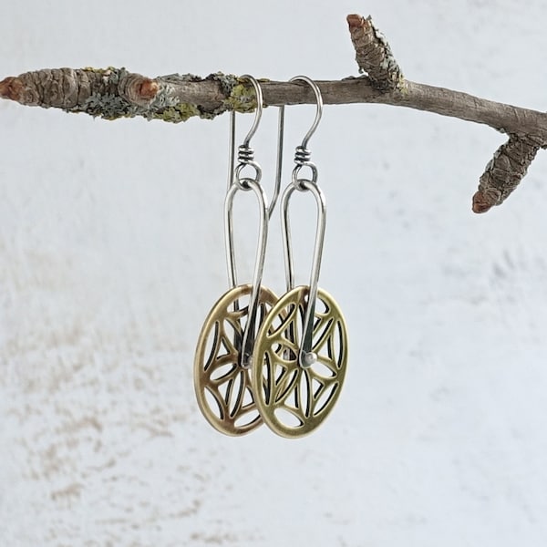 Hand Pierced Brass Disc Earrings