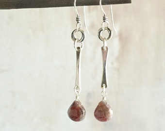 Pink Drop Gemstone Earrings, Pink Stone Dangle Earrings, Natural Kona Dolomite