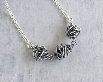 Chaos Trio Silver Pendant Necklace, Modern Silver Jewelry