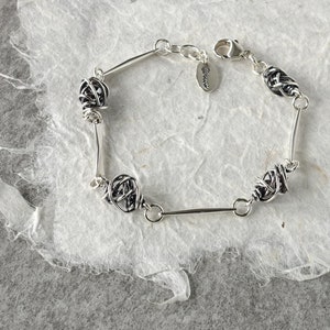 Sterling Silver Bead and Bar Bracelet, Sterling Silver Reed and Chaos Bracelet by Littoral Line Jewelry image 2