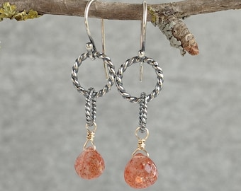 Sunstone Delicate Dangle Earrings