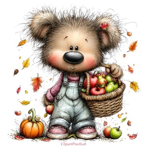 35 PNG Cute Autumn Woodland Clipart Bundle, Forest Animals PNG, Fall Woodland Clipart, Watercolor Autumn Graphics, Instant Download