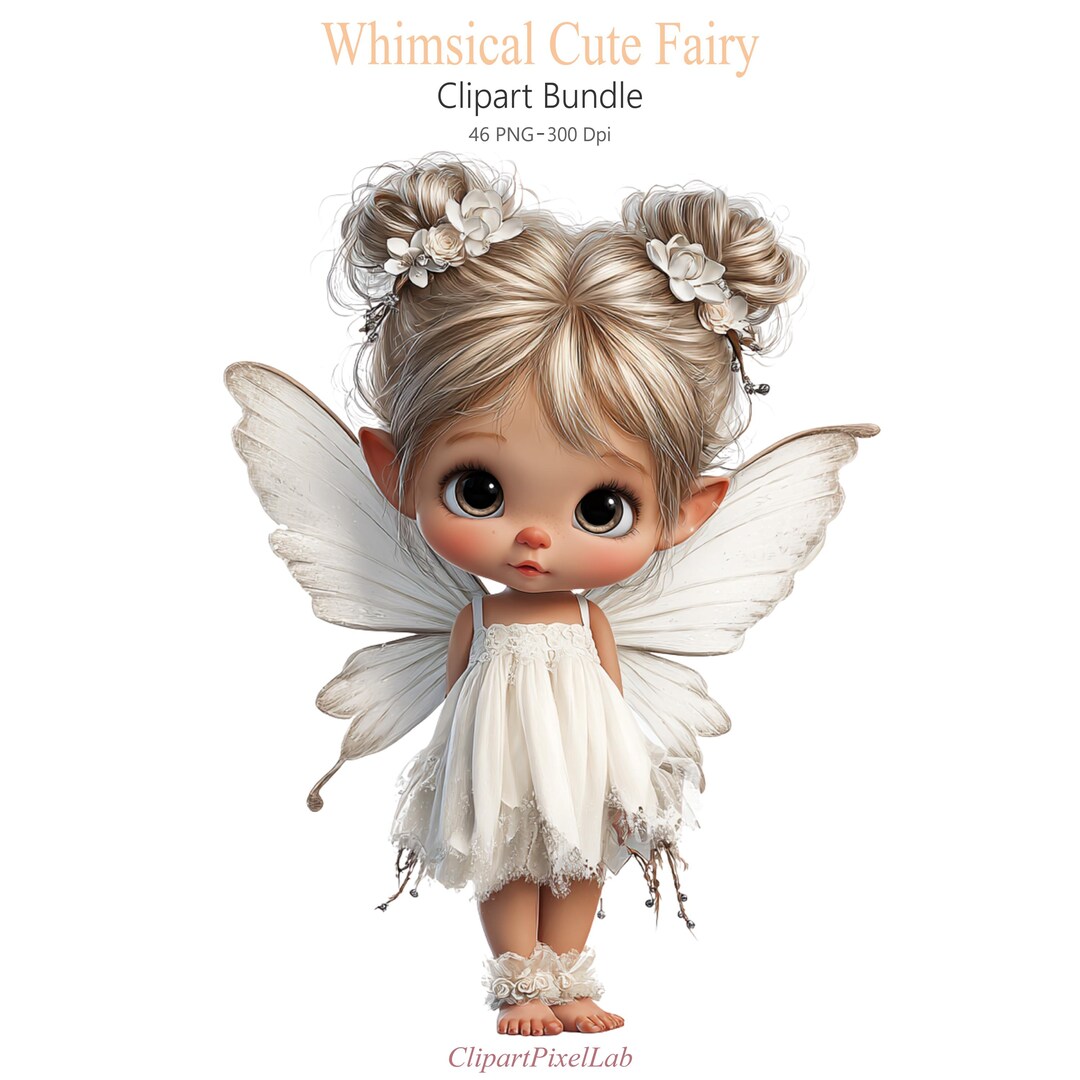 46 PNG Whimsical Fairy Clipart Bundle, Watercolor Fairy Graphics ...