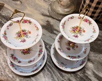 3-Tier Serving Tray: repurposed 1950’s Aladdin floral china