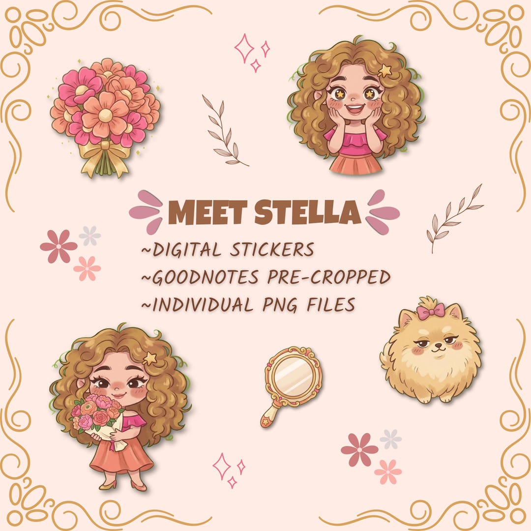 Stelle Sticker Css Meet Stella Digital Sticker Pack for Goodnotes | Chibi Pink Pastel ...