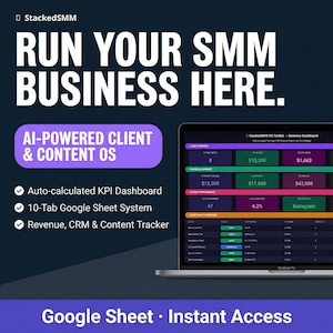 SMM Agency OS Toolkit | Google Sheets CRM, Content Calendar, Invoice Tracker