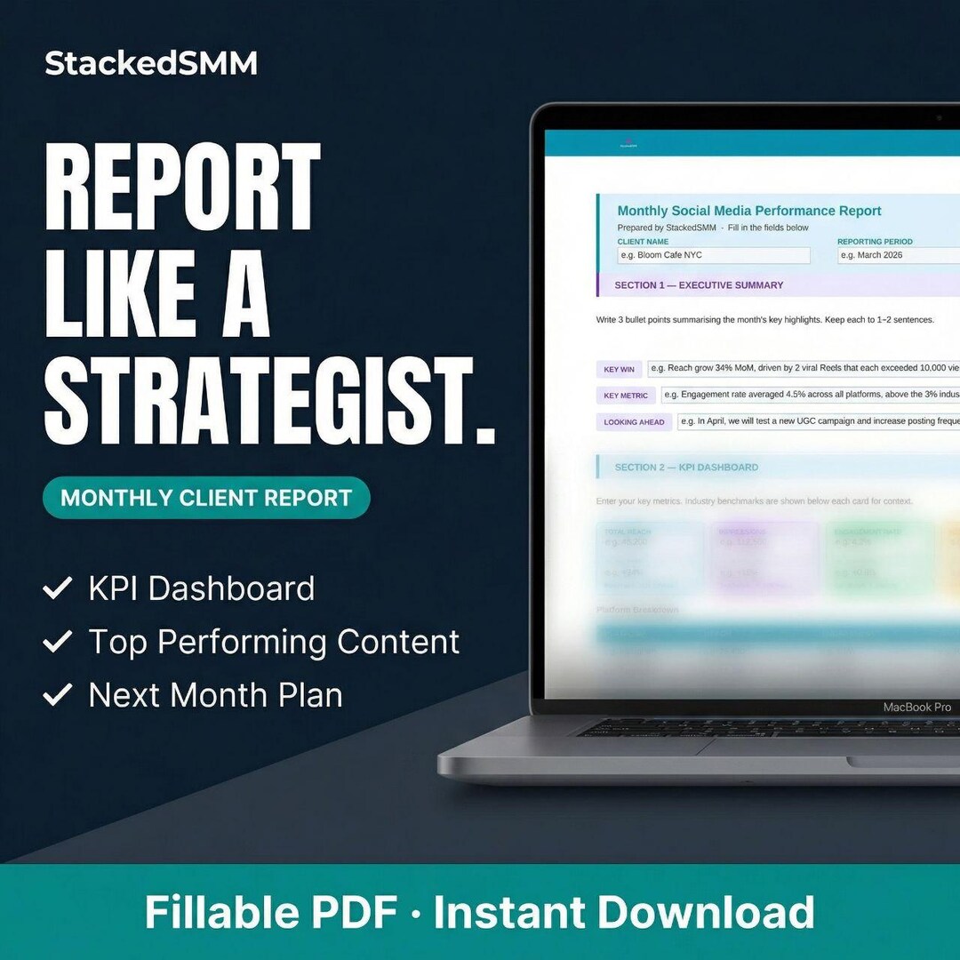 Monthly Client Report Template | Social Media Analytics Dashboard ...