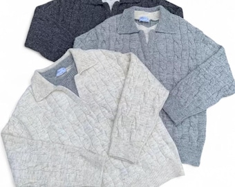 Jersey polo de punto trenzado minimalista