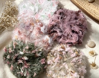 Coletero de hilo hilado a mano / Goma para el cabello floral y esponjosa