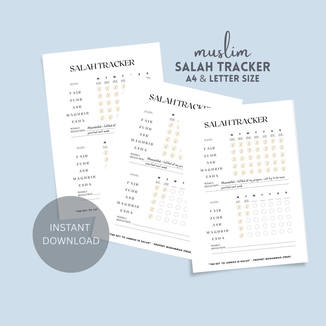 Salah Tracker Printable | Muslim Prayer Tracker | Islamic Planner ...