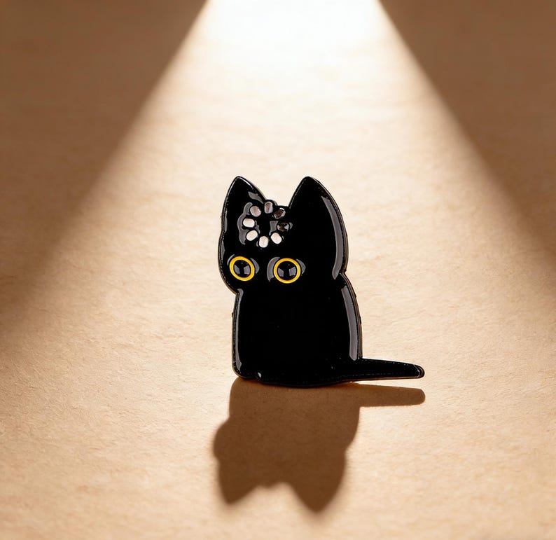 Cute Black Cat Enamel Pin Kitty Brooch Minimalist Animal Badge ...