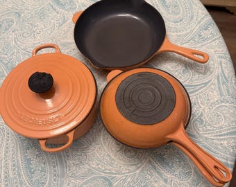 Le Creuset 5 pc Vintage Salmon Pink Peach Cast Iron set