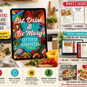 Leftover Recipe Ebook PDF Easy Meals Using Leftovers | Budget Friendly Cookbook | Quick Dinner Ideas | Meal Prep Recipes | Digital Download