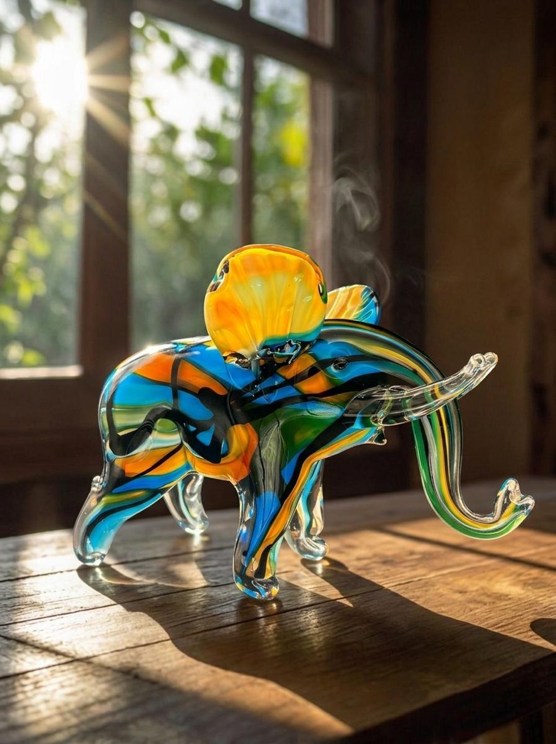 Monet Garden Elephant | Handblown Glass Art Sculpture Colorful Luxury ...