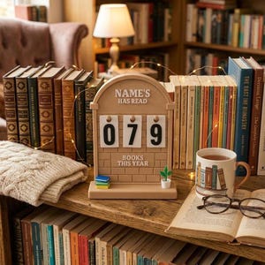 Personalized Book Counter, Reading Tracker for Book Lovers, Custom Name Desk Decor, BookTok Gift