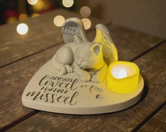 File per la stampa 3D della statua commemorativa del gatto angelo (STL, 3MF) – Sempre amato, sempre rimpianto