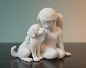 File per la stampa 3D di una delicata Bond Girl con il suo cane, inclusa licenza commerciale (STL, 3MF)
