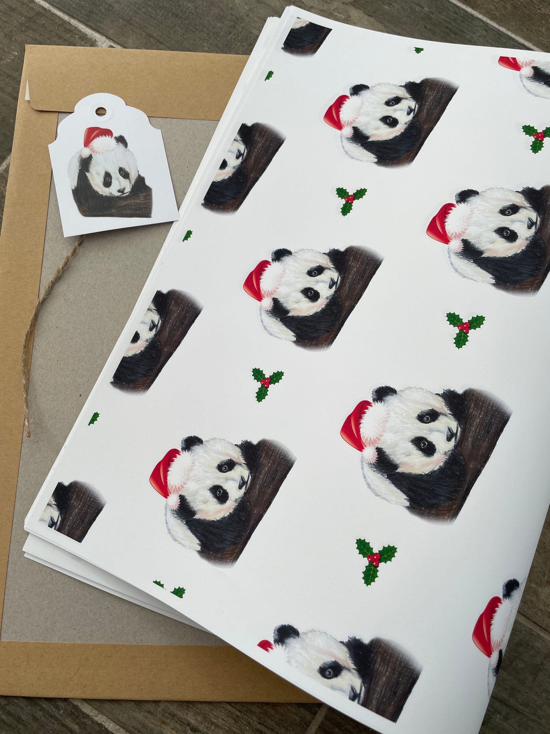 Panda Christmas Wrapping Paper 