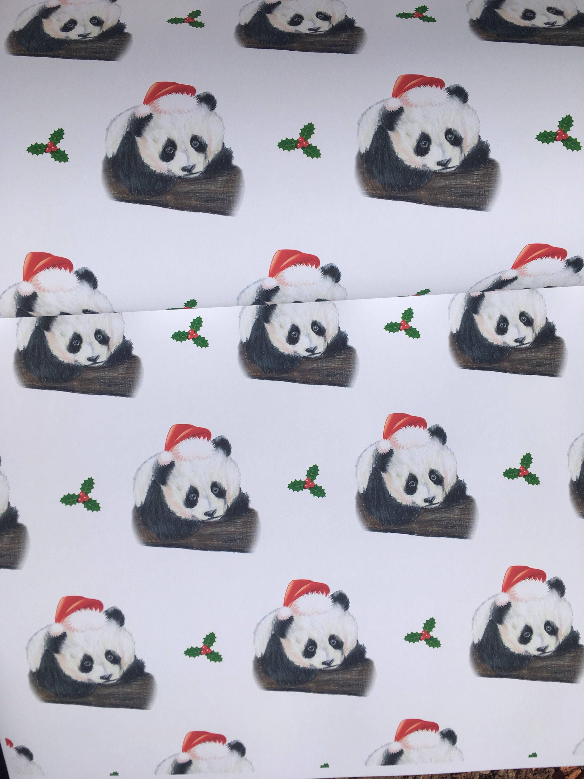 Panda Christmas Wrapping Paper 
