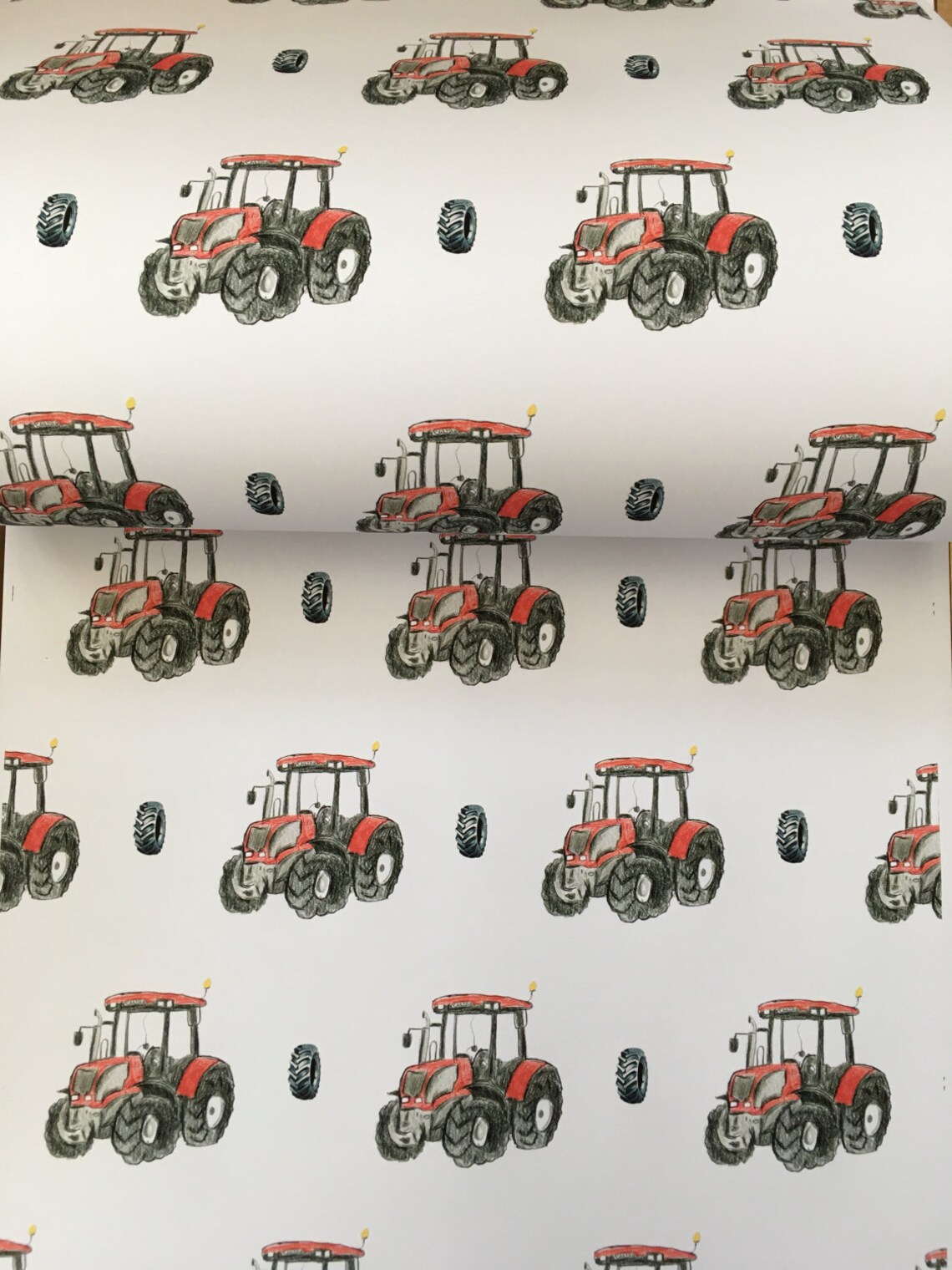 Tractor wrapping paper gift wrap greetings paper tractor Etsy