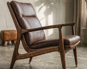 Modern Mahogany Lounge Chair