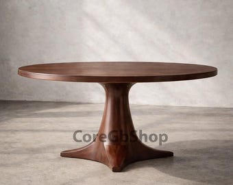 Mesa de comedor redonda con acabado artesanal