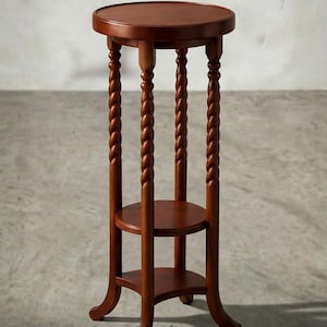 Soporte para plantas de madera con acabado a mano