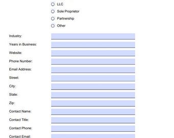 Vendor Information Form | New Vendor Onboarding | Small Business Finance Template
