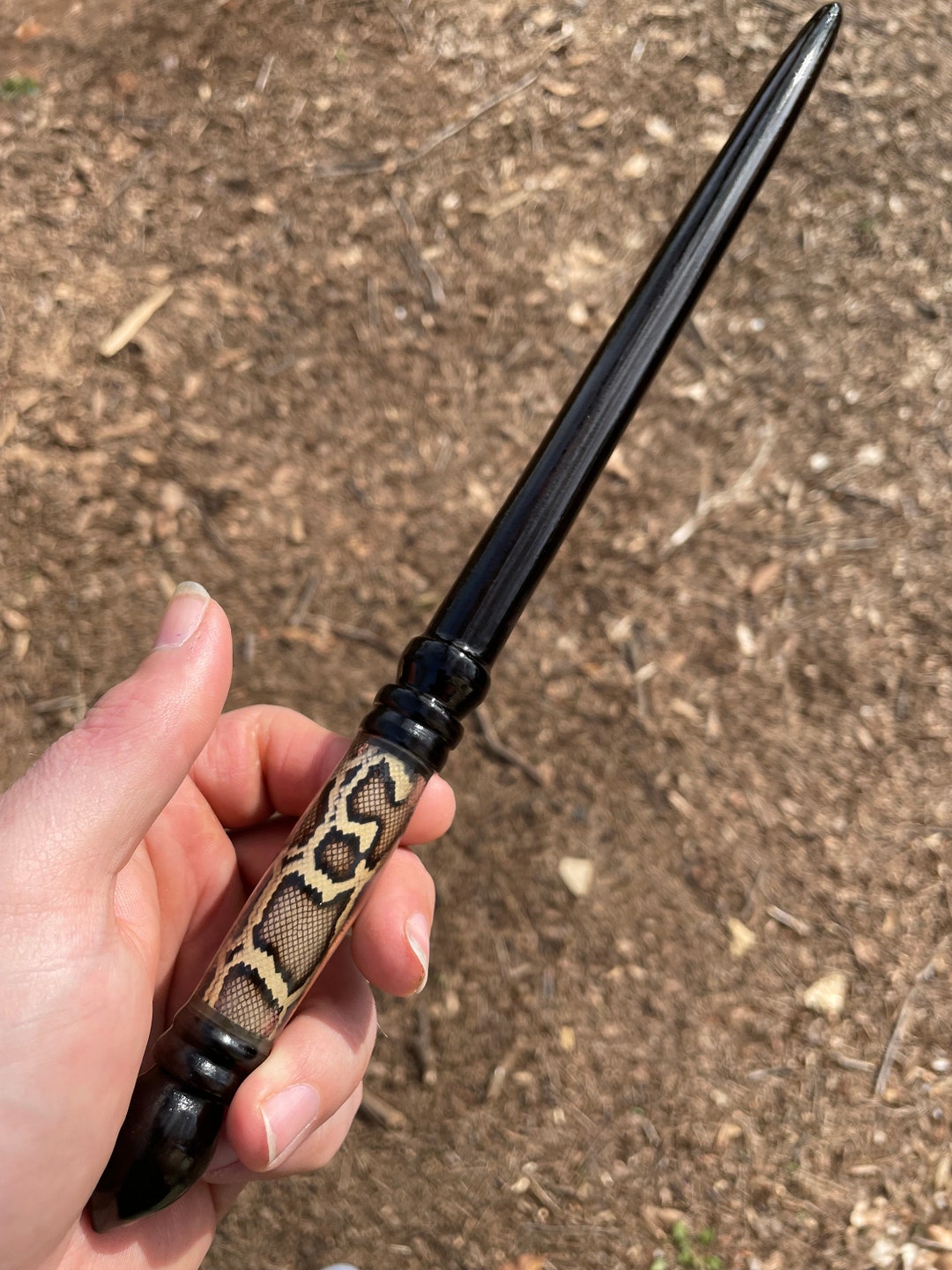 The Dark Basilisk Blackwood and Python Skin Visible Core Wand One of a