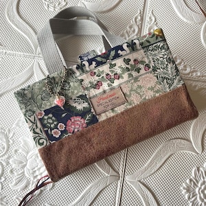 Handmade A5 Book Cover with Handle, Floral Fabric Notebook Cover, Cute Gift for Her, Japanese Style Book Sleeve