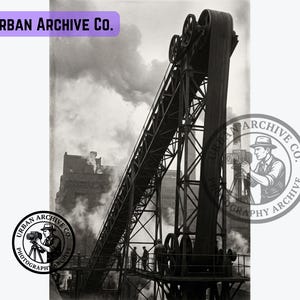 1930s Industrial Conveyor Structure | Vintage Factory Engineering | Historic Industry Photography Print
