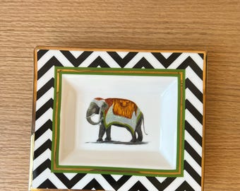 Y2K Elefant Guldkantad Porslinstallrik