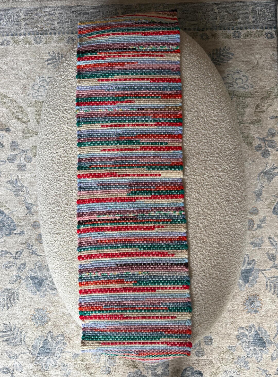 Vintage Rag Rug Table Runner | Multicolor Woven Cotton Runner - Etsy