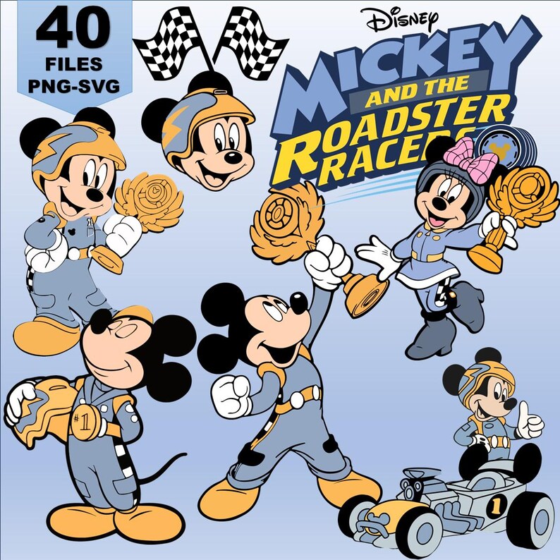 Mickey Racers Flag Mickey and Roadster Racers Clipart, SVG PNG Files (digital Download) - Etsy