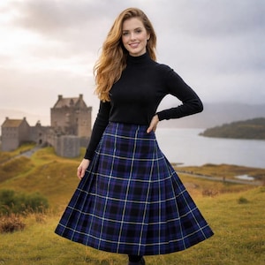 Schottischer Tartan Maxirock für Frauen, Highland Kilt-Stil, langer Rückenfaltenrock, individuelle Länge, langer Rock für Mädchen, mehr als 60 Tartan-Optionen