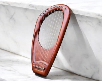 Premium Rosewood Lyre Harp – 10 Metal Strings Pentatonic Harp Set with Tuning Key, Spare Strings & Bag