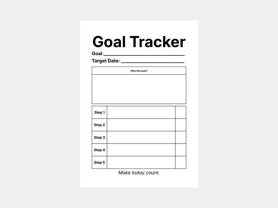 Minimalist Goal Tracker Printable | Productivity Planner (PDF Download ...