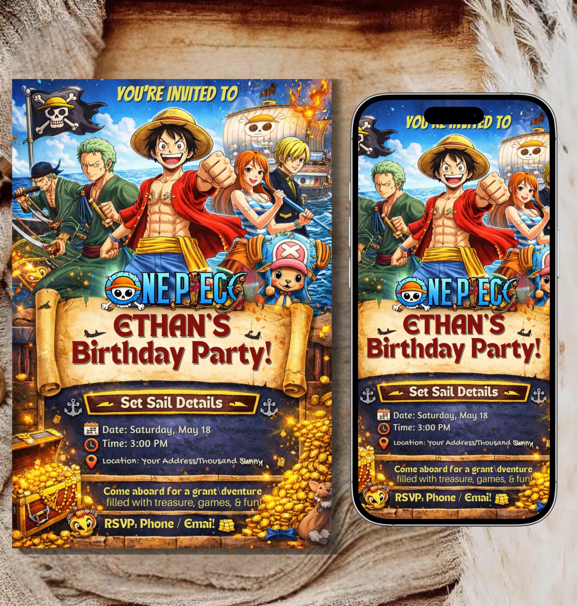 One Piece Birthday Card Printable - Etsy