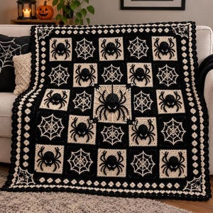 Halloween Crochet Blanket Pattern PDF, Spider Web Crochet Blanket, Gothic Crochet Pattern,  Halloween Blanket Pattern, Instant Download